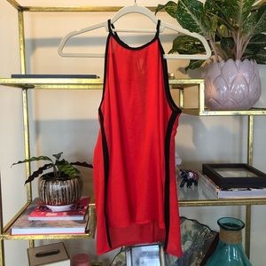 Monteau Red Top with Black Piping